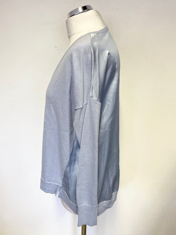 PURE COLLECTION LIGHT BLUE WOOL BLEND SILK BACK JUMPER SIZE 10