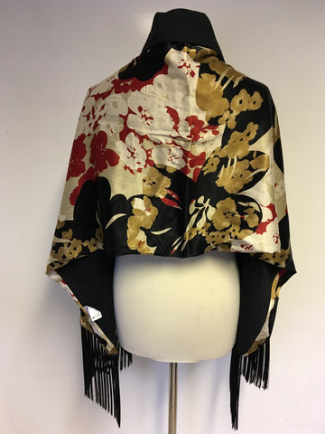 MARKS & SPENCER MULTI COLOURED  FLORAL PRINT FRINGED WRAP/ SCARF