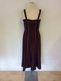 JACQUES VERT BROWN & IVORY TRIM STRAPPY DRESS SIZE 12