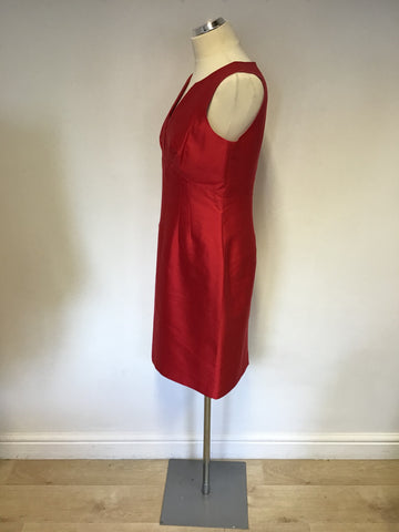 HOBBS INVITATION RED WOOL & SILK SPECIAL OCCASION DRESS SIZE 12