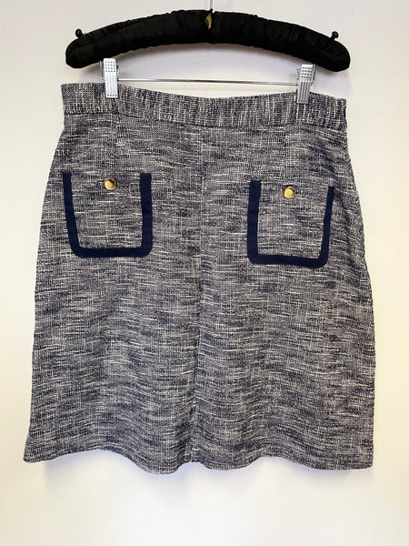 WHISTLES NAVY & WHITE TWEED A LINE SKIRT WITH POCKETS SIZE 14