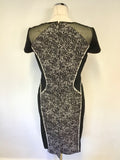 PER UNA BLACK & WHITE PRINT PANEL CAP SLEEVE PENCIL DRESS SIZE 10