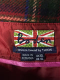 BODEN RED BRITISH TWEED BY MOON TARTAN WOOL SKIRT SIZE 10L