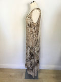 FUEGO BROWN PRINT SLEEVELESS LONG DRESS & MATCHING TOP/ JACKET SIZE XXL