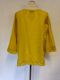 Hobbs Mustard Yellow Embroidered Cotton Tunic Top Size 16