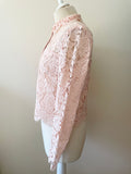 WHISTLES LIGHT PINK LACE COLLARED LONG SLEEVE BUTTON UP TOP SIZE M