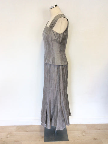 PETER MARTIN SILVER SPECIAL OCCASION SLEEVELESS TOP & MATCHING LONG SKIRT SIZE 12