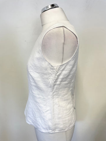 HOBBS WHITE SLEEVELESS REAR BUTTON FASTEN TOP SIZE 10