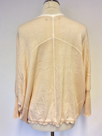OUI PALE PEACH COTTON BATWING CARDIGAN SIZE 10