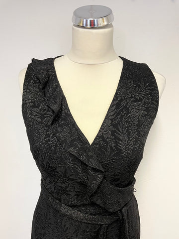 BRAND NEW PHASE EIGHT NERONA BLACK & SILVER LURES WRAP ACROSS LONG EVENING DRESS SIZE 10