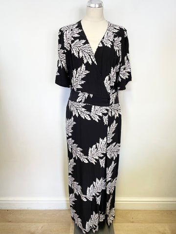 SOMERSET BY ALICE TEMPERLEY BLACK & WHITE PRINT WIDE LEG JUMPSUIT SIZE 18