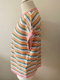 NUMPH KASSAINI MULTI COLOURED STRIPE FINE KNIT TOP SIZE S