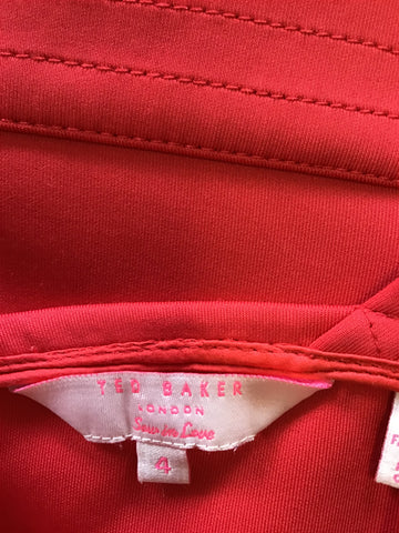 TED BAKER TEZZ RED CAP SLEEVE SKATER DRESS SIZE 4 UK 14