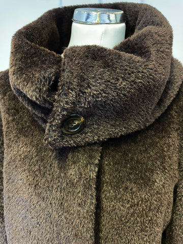 MAX MARA DARK BROWN ALPACA & WOOL BLEND LONG COAT SIZE 14