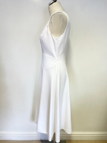 HOBBS INVITATION WHITE V NECKLINE SLEEVELESS FIT & FLARE SPECIAL OCCASION DRESS SIZE 12
