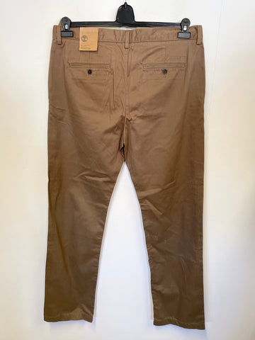 BRAND NEW TIMBERLAND LIGHT BROWN COTTON STRAIGHT LEG TROUSERS SIZE 36W/ 34L