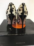 KAREN MILLEN PONY SKIN LEOPARD PRINT PEEP TOE HEELS SIZE 6/39