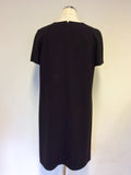 HOBBS BLACK & BEIGE OVERLAY SHIFT DRESS SIZE 12
