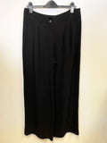 ARMANI COLLEZIONI BLACK 100% SILK HIGH RISE WIDE LEG TROUSERS  SIZE 48 UK 16