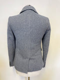 JIGSAW BLUE WOOL BLEND TWEED JACKET SIZE 10