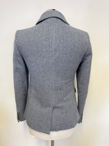 JIGSAW BLUE WOOL BLEND TWEED JACKET SIZE 10