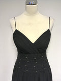 MONSOON BLACK BEADED TRIM SILK STRAPPY SPECIAL OCCASION DRESS SIZE 10