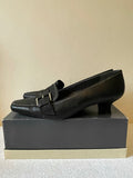 STUART WEITZMAN FOR RUSSELL & BROMLEY BLACK LEATHER BUCKLE TRIM HEELS SIZE 7.5/41