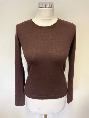 CXD LONDON BROWN SILK & CASHMERE LONG SLEEVE JUMPER SIZE S