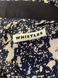 WHISTLES NAVY BLUE & CREAM PRINT 100% SILK SLEEVELESS TOP SIZE 6