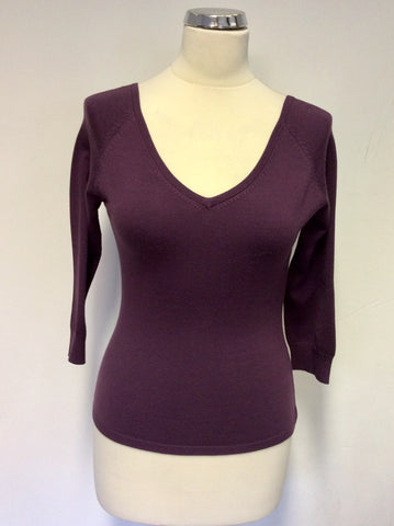 HOBBS PLUM SILK BLEND V NECKLINE JUMPER SIZE 10