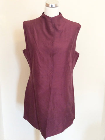 NITYA CLARET SILK SLEEVELESS TUNIC TOP SIZE 14