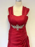 ROLAND JOYCE RED DIAMANTÉ TRIM STRAPLESS / STRAPPY BALL GOWN & MATCHING WRAP SIZE 8