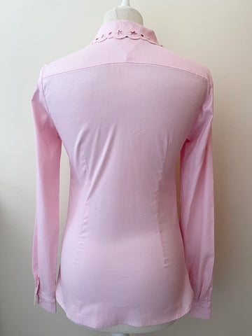 TOMMY HILFIGER PINK CUT OUT COLLAR LONG SLEEVED FITTED SHIRT SIZE 4 UK 8