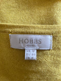 HOBBS MUSTARD 100% WOOL FINE KNIT LONG SLEEVE CARDIGAN SIZE 12