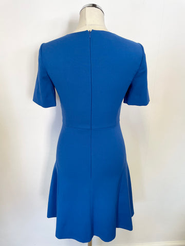 HOBBS OCEAN BLUE SHORT SLEEVE FIT & FLARE DRESS SIZE 8