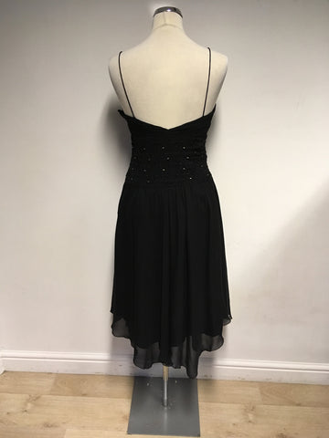 MONSOON BLACK BEADED TRIM SILK STRAPPY SPECIAL OCCASION DRESS SIZE 10