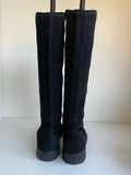 HOBBS BLACK SUEDE KNEE LENGTH FLAT BOOTS SIZE 5/38
