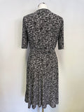 LAUREN BY RALPH LAUREN BLACK & WHITE PRINT SHORT SLEEVE WRAP DRESS SIZE 10