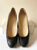 HOBBS BLACK LEATHER PLATFORM SOLE WEDGE HEELS SIZE 7/40