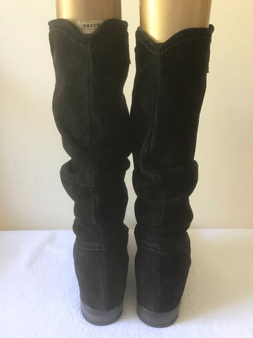 MODA IN PELLE BLACK SUEDE CALF LENGTH SLOUCH BOOTS SIZE 7/40