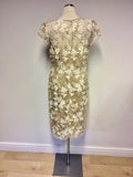 BRAND NEW GINA BACCONI GOLD & WHITE EMBROIDERED SPECIAL OCCASION DRESS SIZE 14