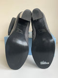 MARKS & SPENCER AUTOGRAPH DARK GREY LEATHER PEWTER BLOCK HEEL ANKLE BOOTS  SIZE 8/42