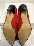 CLARKS SOFTWEAR RED PATENT & BLACK BOW TRIM HEELS SIZE 8/42