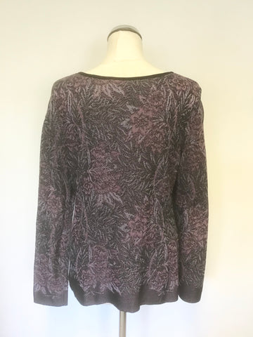 PERUVIAN CONNECTION GREY,PINK & PURPLE DESIGN 100% PRIMA COTTON JUMPER SIZE M