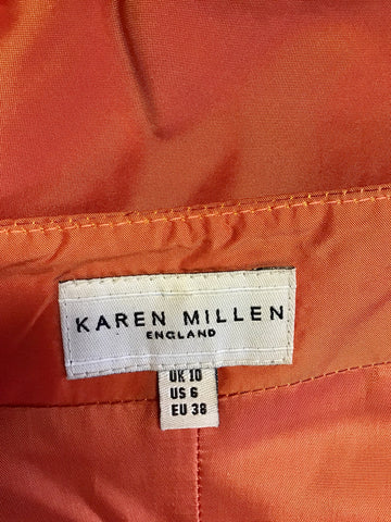 KAREN MILLEN BURNT ORANGE TAFFETA STRAPLESS DRESS SIZE 10