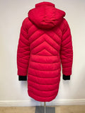 MARKS & SPENCER RED PADDED WARM COAT WITH DETACHABLE HOOD SIZE 14
