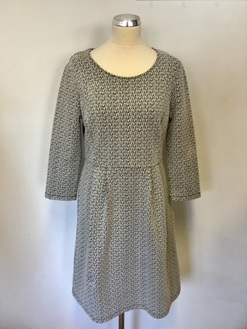HOBBS BLACK & WHITE PRINT 3/4 SLEEVE DRESS SIZE 12