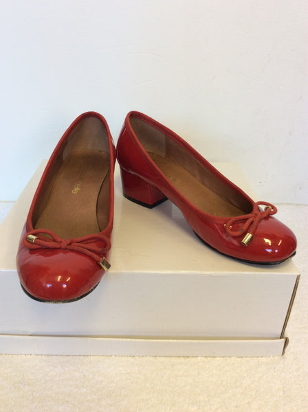 MODA IN PELLE RED PATENT BOW TRIM HEELS SIZE 3.5/36