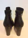 CAPRICE BLACK SUEDE & LEATHER ANKLE BOOTS SIZE 4.5/37.5
