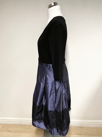BRAND NEW PHASE EIGHT BLACK JERSEY BODICE &  BLUE TAFFETA SKIRT COCKTAIL/ SPECIAL OCCASION  DRESS SIZE 18